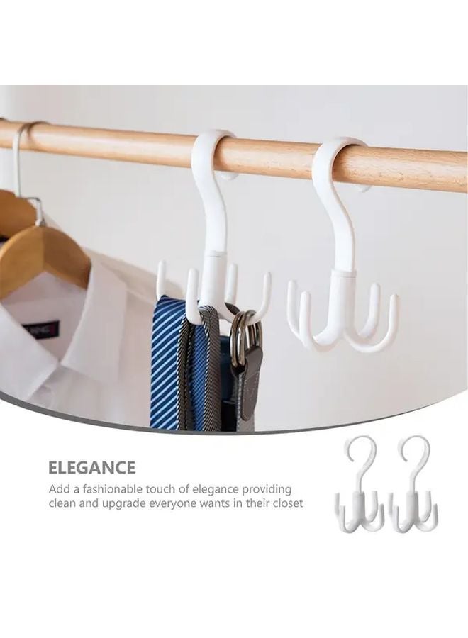 Milk White 360 Rotating Closet Hanger 4 Claw S Hooks Wall Mounted Organizer For Ties Belts - Image 4