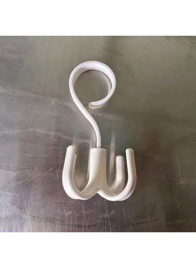 Milk White 360 Rotating Closet Hanger 4 Claw S Hooks Wall Mounted Organizer For Ties Belts - Image 1