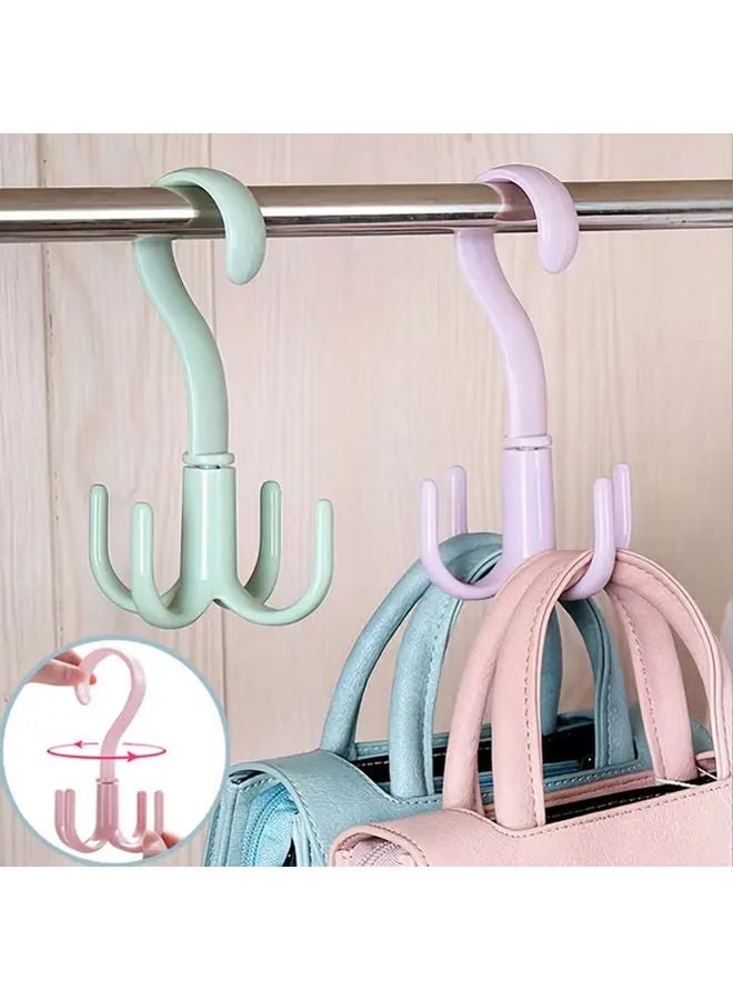 Milk White 360 Rotating Closet Hanger 4 Claw S Hooks Wall Mounted Organizer For Ties Belts - Image 2