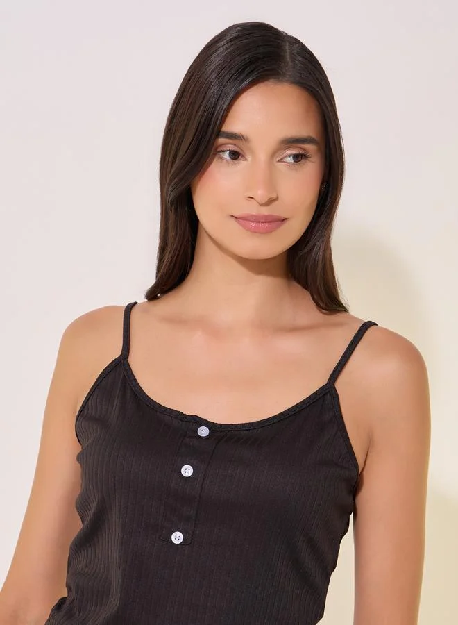 تايك تو Set of 3 - Solid Cami Top and Shorts and Pants Pyjama Sets by Styli