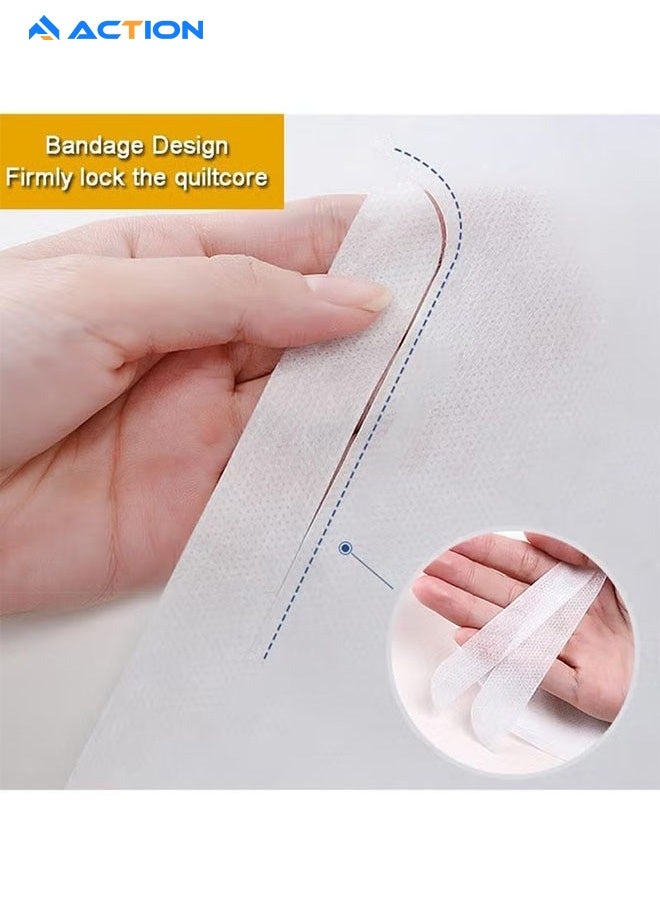 أكشن ملاءات سرير للاستعمال مرة واحدة للفندق، مفرش سرير محمول، طقم سرير للاستعمال مرة واحدة مع ملاءة سرير واحدة وغطاء لحاف واحد و2 كيس وسادة للسفر والتخييم والمستشفى - قماش غير منسوج ناعم ومتين أبيض - Image 5