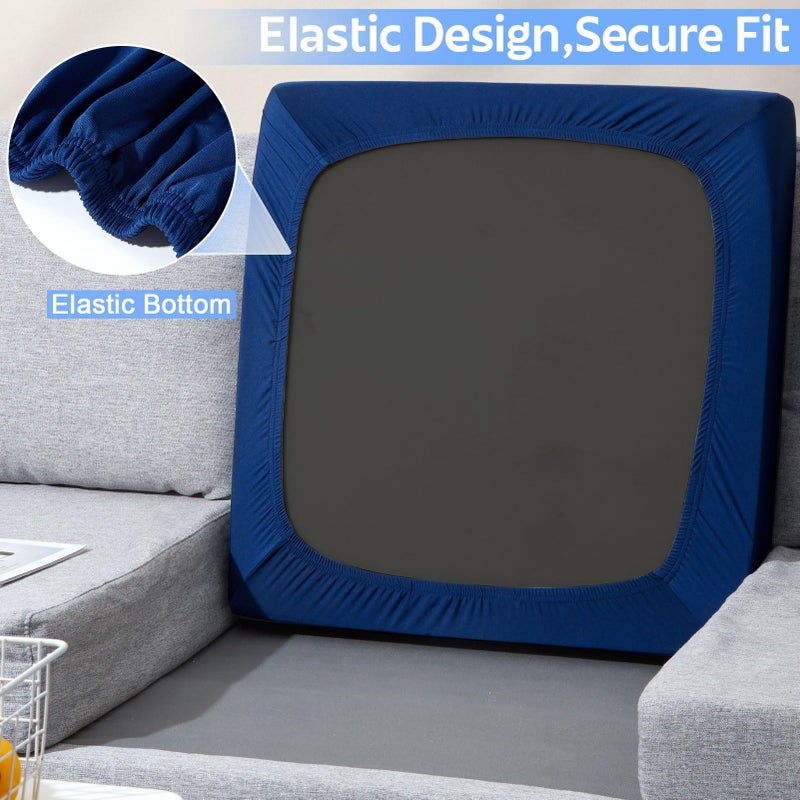 pickyNproud 8Pcs Patio Cushion Covers Stretch Outdoor Couch Cushions Slipcovers Replacement Washable Furniture Protector with Elastic Bottom Sofa Chair Seat Cover, Navy Blue - Image 3