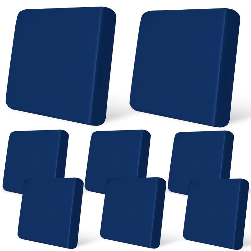 pickyNproud 8Pcs Patio Cushion Covers Stretch Outdoor Couch Cushions Slipcovers Replacement Washable Furniture Protector with Elastic Bottom Sofa Chair Seat Cover, Navy Blue - Image 1