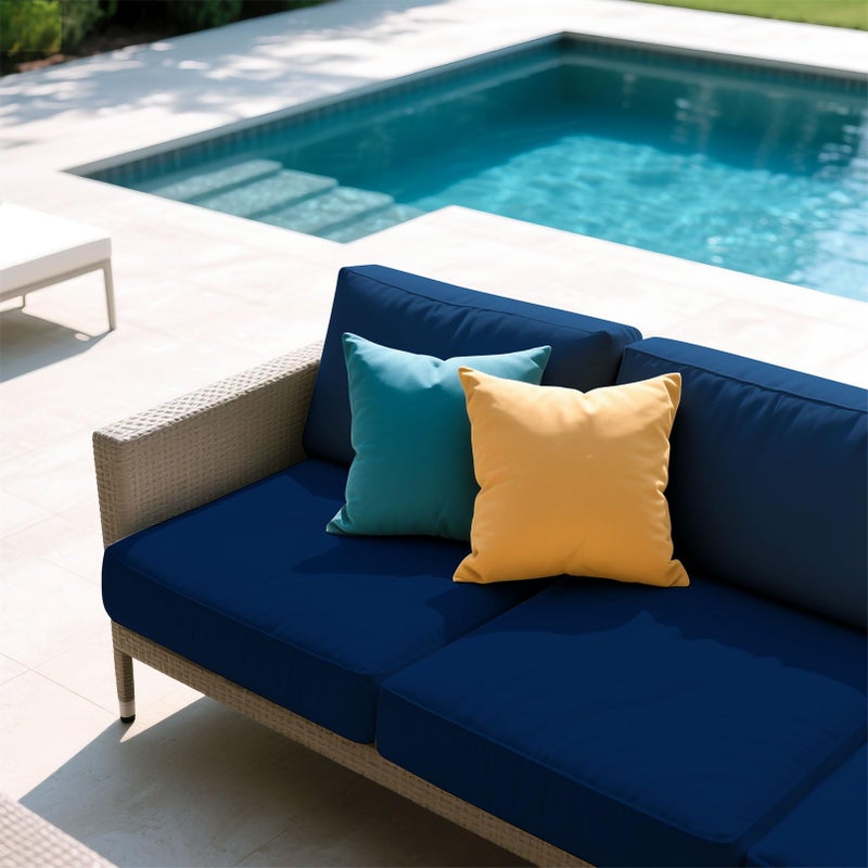 pickyNproud 8Pcs Patio Cushion Covers Stretch Outdoor Couch Cushions Slipcovers Replacement Washable Furniture Protector with Elastic Bottom Sofa Chair Seat Cover, Navy Blue - Image 4