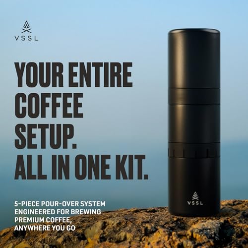 VSSL - Nest Pour Over Coffee Kit | Coffee Maker for Camping | All-In-One Travel Pour Over | Transportable Dripper, Two 10oz Stainless Steel Travel Mugs | Compact Storage & Adventure Ready | Black - Image 2