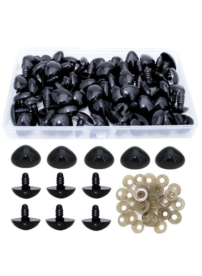 BESTCYC 1 Box(50Pcs) 19.5Mm Black Plastic D Type Animal Safety Nose With Washers For Bear Doll Puppet Plush Animal And Craft - Image 1