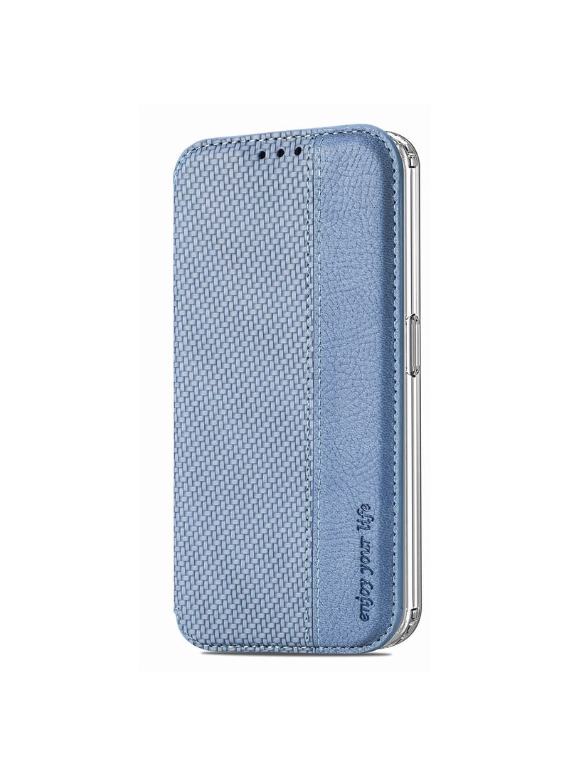 Nothing Phone 1 Case Clear Protective Case TPU Bumper Ultra Thin Slim Fit Anti-Scratch Shockproof PU Leather Flip Wallet Stand Sucker Cover for Nothing Phone (1) Transparent back, Blue - Image 1