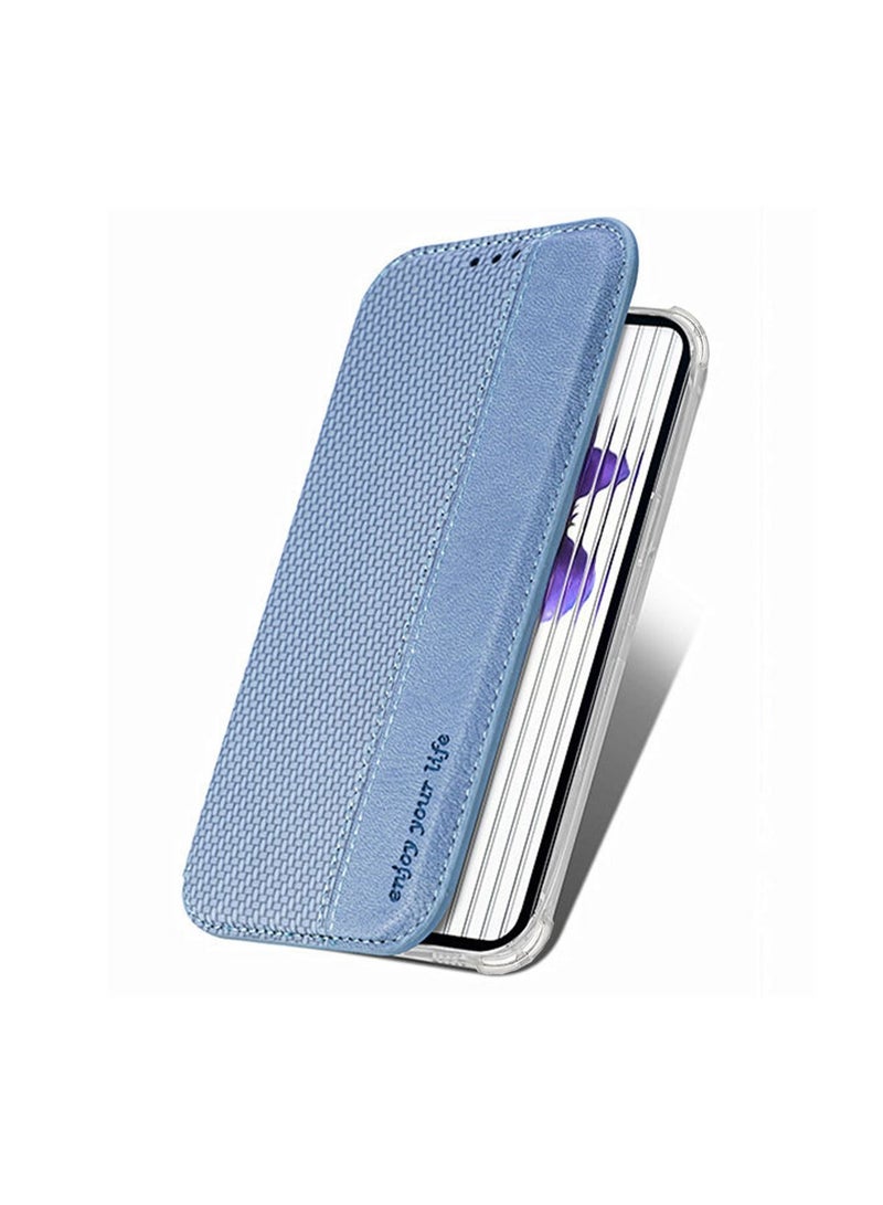 Nothing Phone 1 Case Clear Protective Case TPU Bumper Ultra Thin Slim Fit Anti-Scratch Shockproof PU Leather Flip Wallet Stand Sucker Cover for Nothing Phone (1) Transparent back, Blue - Image 3