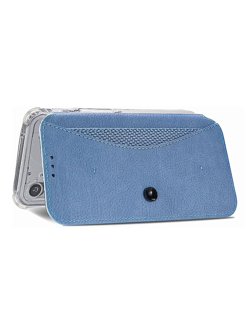 Nothing Phone 1 Case Clear Protective Case TPU Bumper Ultra Thin Slim Fit Anti-Scratch Shockproof PU Leather Flip Wallet Stand Sucker Cover for Nothing Phone (1) Transparent back, Blue - Image 5