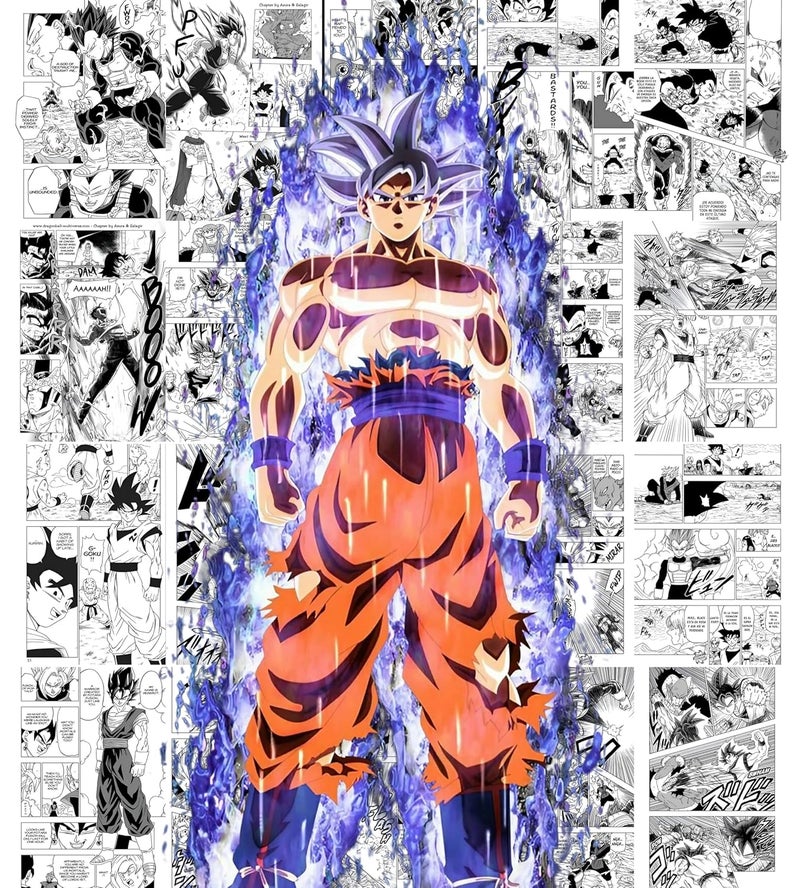 Posters Inc Posters Inc Dragon Ball Z Manga Panel Collage Art Kit Anime Posters Wall Decoration Items for Living Room Home Decor Birthday Gifts for Men 300 GSM Print A4 Size Paper with Sticker Set of 20 - Image 1