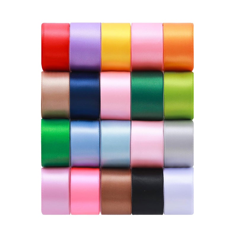 KEOSREE 1inch 20 Colors Satin Ribbon Set, 1" X2Yd x 20Rolls Rainbow Ribbons for Gift Wrapping, Wedding Party Decoration, Invitations, Bridal Bouquets, Total 40 Yards - Image 1