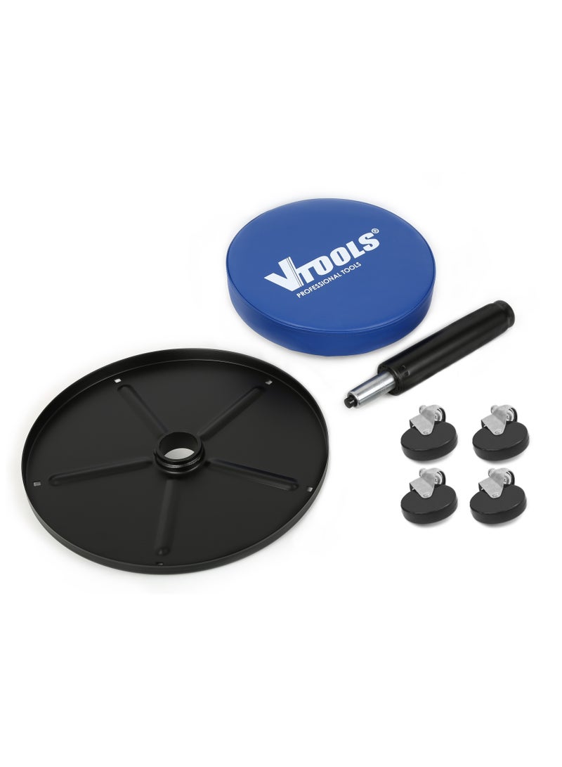 في تولز مقعد أداة هوائي قابل للتعديل مع مقعد مبطن بالرغوة، قاعدة 5 عجلات، سعة 300 رطل، نطاق ارتفاع 380-520 مم، صينية أدوات 380 مم، عجلات دوارة سلسة - Image 2