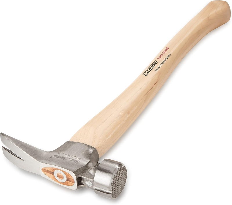 Estwing Sure Strike California Framing Hammer - 25 oz Straight Rip Claw with Milled Face & Hickory Wood Handle - MRW25LM - Image 2
