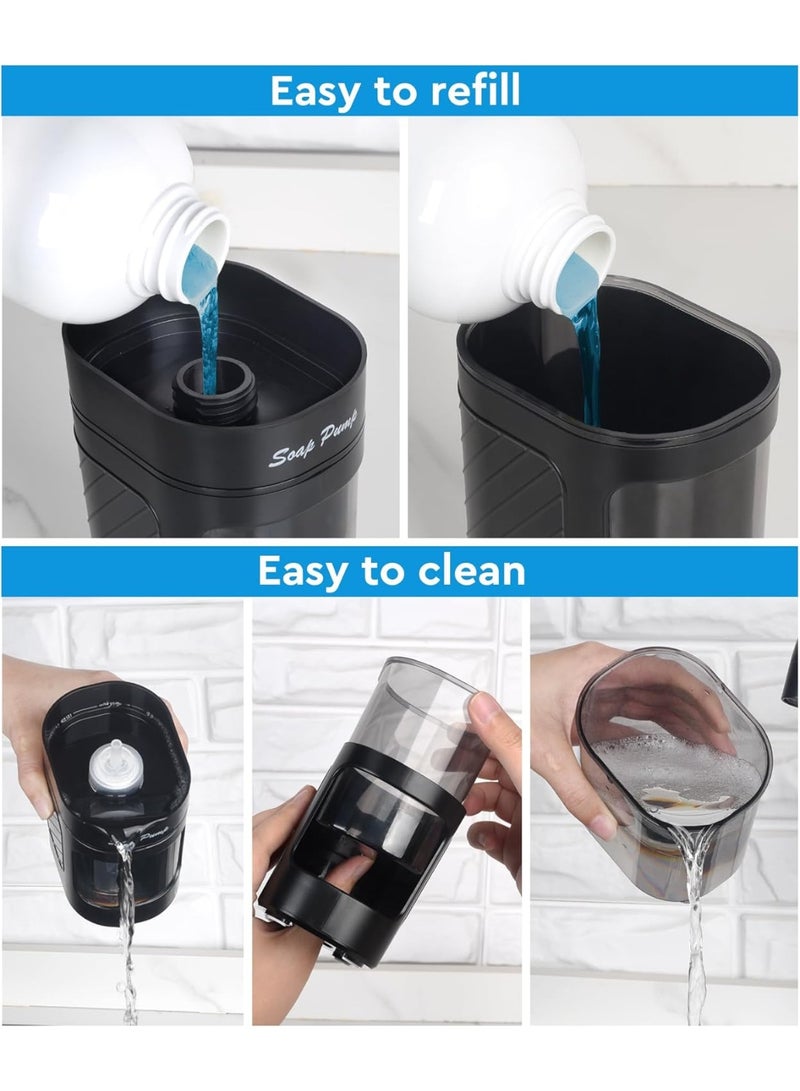 TARZ Kitchen Dish Soap Dispenser with Sponge Holder, 3-in-1 Countertop Dishwashing Soap Pump Dispenser Set for Kitchen Sink, Useful Kitchen Gadgets With Wood Paddle Sponge - Image 5