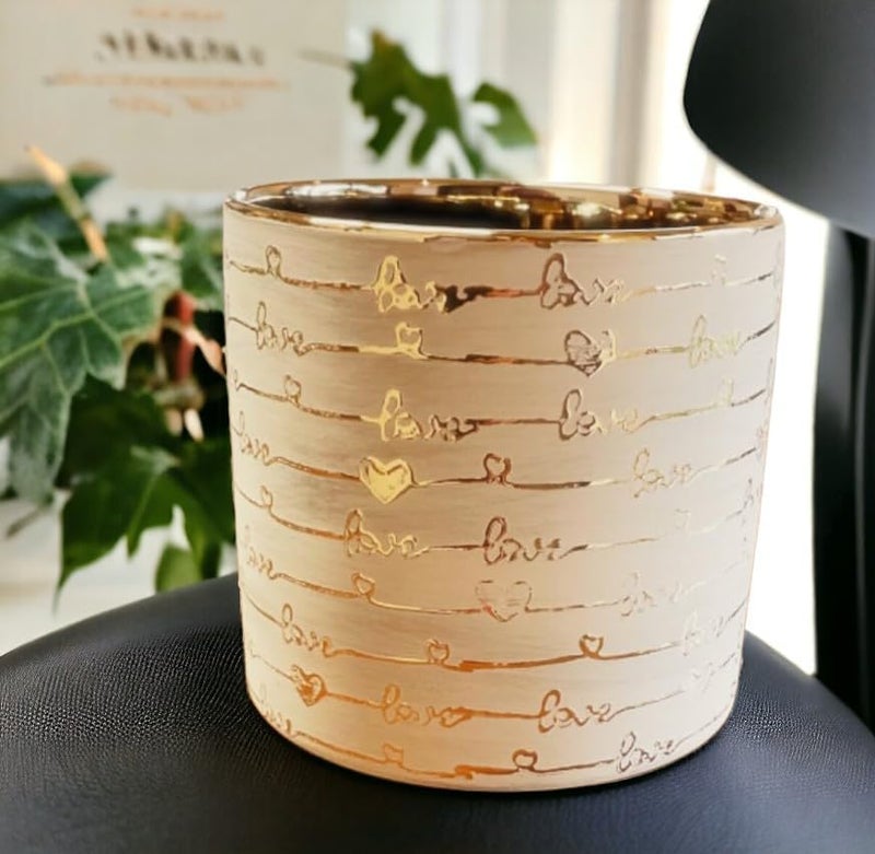 Fox & Fern Premium Imported Ceramic Planter for Vibrant Garden | Enhance The Ambiance of Your Home, Office or Garden (Dia. 5Inch) (GA133B-045 Gold+Sand) - Image 3