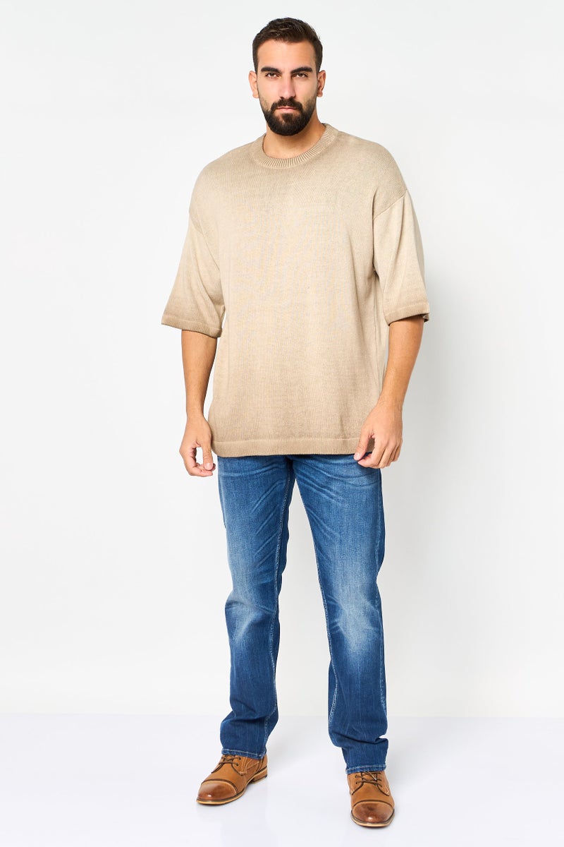 Reserved Men Ribbed Collar Textured Sweater, Brown - Image 3