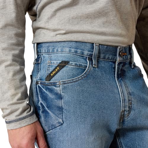 ARIAT Men s Rebar M4 Slim Fit Durastretch Straight Leg Jeans, Carbine, 32W x 34L US - Image 5