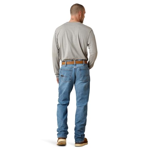 ARIAT Men s Rebar M4 Slim Fit Durastretch Straight Leg Jeans, Carbine, 32W x 34L US - Image 3
