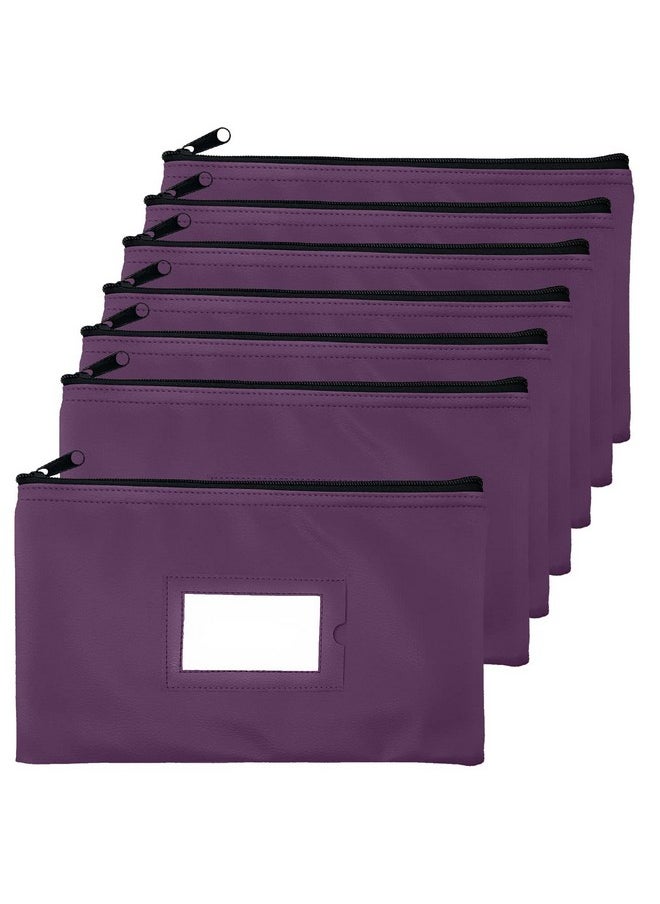 GIDABRAND - Money Bank Deposit Bag With Zipper | 11X6 Inch | Purple | Durable Leatherette Money Cash Coin Check Wallet Pouch For Men & Women With Framed Id Window And Blank Card | By Gidabrand (7) - Image 1