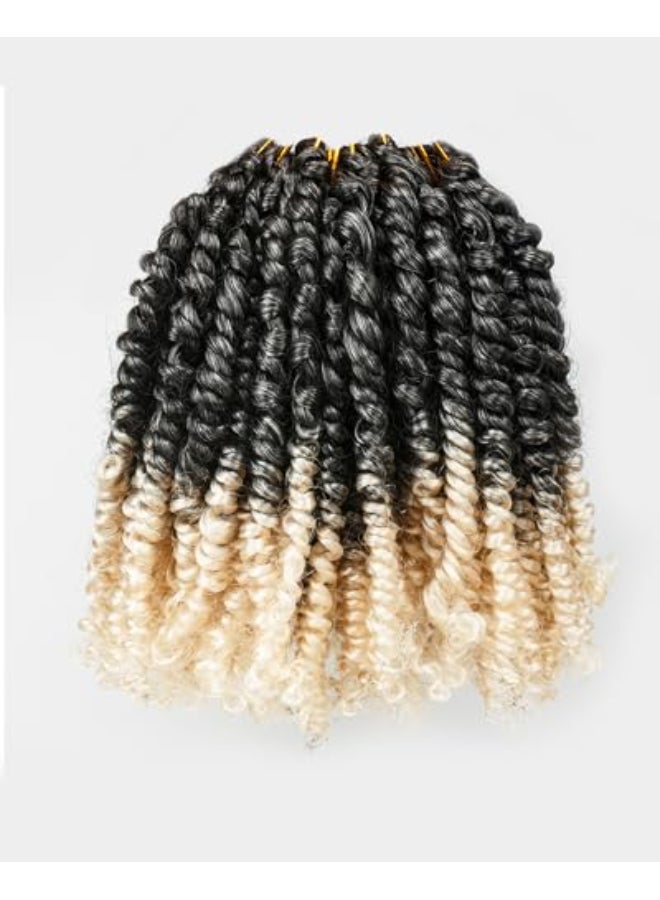 Miss Sula 6 Inch 8 Packs Pretwisted Pre Looped Passion Twist Crochet Hair for Black Women and KidsOmbre Grey to Blonde Offwhite3 Tones Synthetic Braided Hair Extensions6 Inch8 PacksGray27613 - Image 1