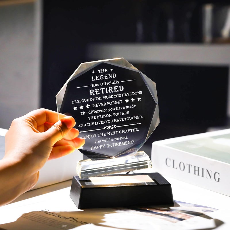 Movdyka Retirement Gifts for Men Women 2026 Crystal Plaque Keepsakes Happy Retirement Decorations Cool Retired Gifts for Female Him Her Best Retirement Gifts Ideas for Teacher Friends Boss Coworker - Image 2