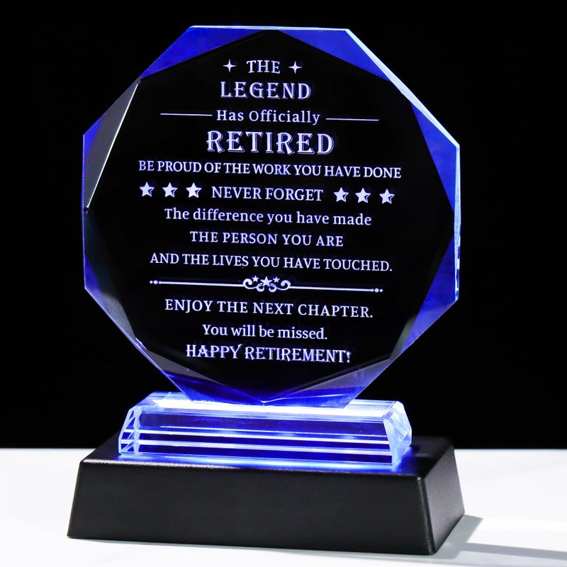 Movdyka Retirement Gifts for Men Women 2026 Crystal Plaque Keepsakes Happy Retirement Decorations Cool Retired Gifts for Female Him Her Best Retirement Gifts Ideas for Teacher Friends Boss Coworker - Image 1