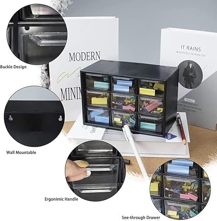 KANDPAND Nine Drawer Storage Box - Plastic Multi-Layer Storage Cabinet Mini Rectangular Desktop Organizer Drawers for Makeup Cosmetic Jewellery Office Craft Supplies - Image 4