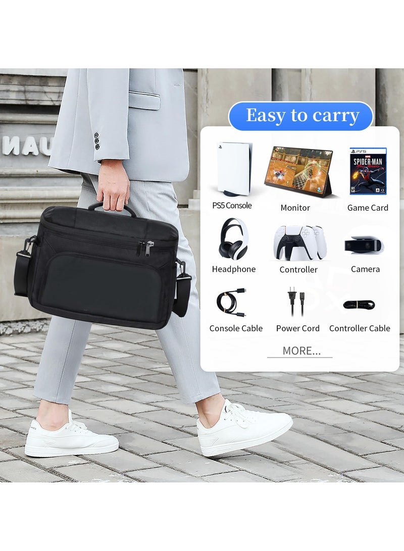 اكسيسن حقيبة حمل لـ بلاي ستيشن 5/بلاي ستيشن 5 سليم/PS5 Pro، حقيبة كتف واقية مع نقشة لتخزين أقراص بلايستيشن 5/وحدة التحكم الرقمية - Image 2