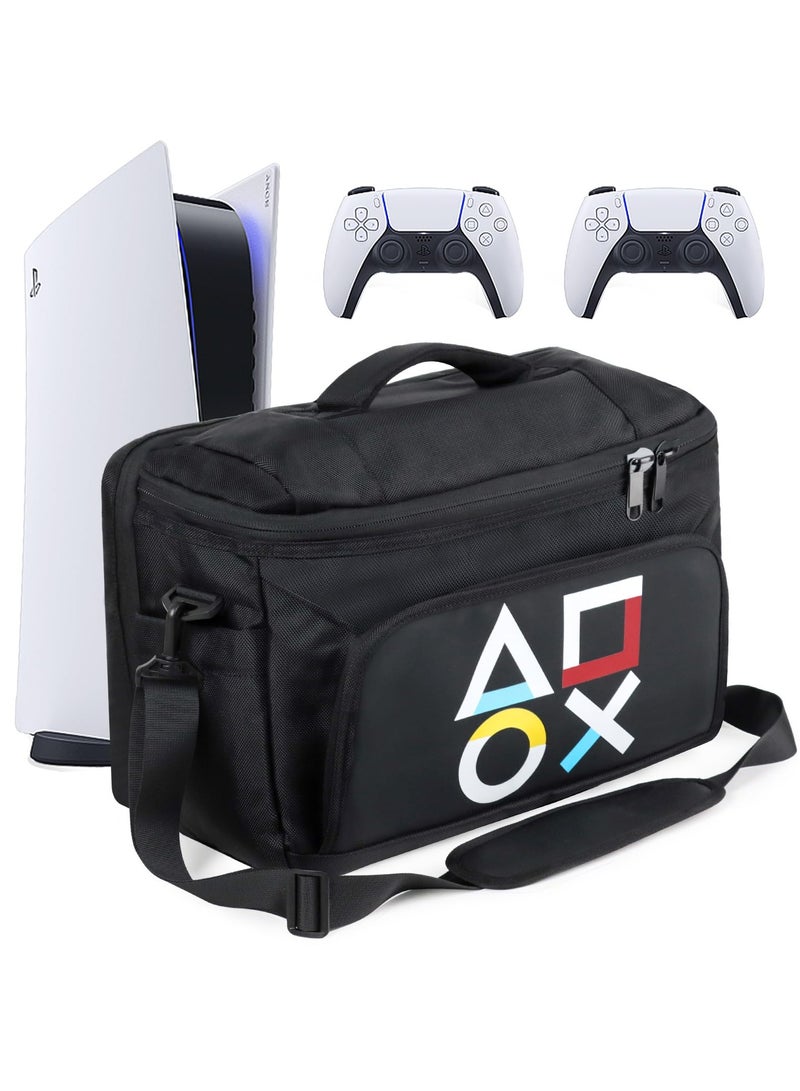 اكسيسن حقيبة حمل لـ بلاي ستيشن 5/بلاي ستيشن 5 سليم/PS5 Pro، حقيبة كتف واقية مع نقشة لتخزين أقراص بلايستيشن 5/وحدة التحكم الرقمية - Image 1