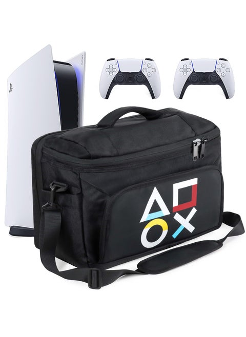 Carrying Case for PS5 Protective Backpack, Adjustable Travelling Shoulder Bag for PS5 Disc/Digital Console Storage (Shape pattern)