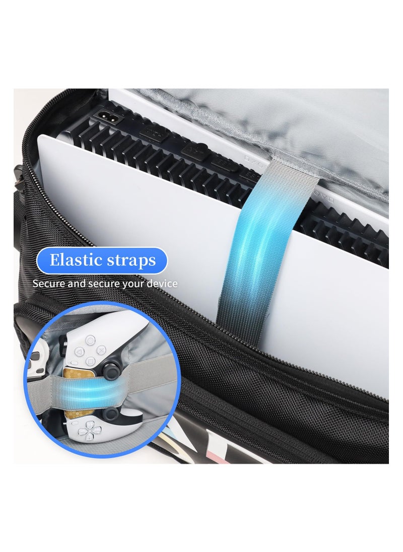 XICEN Carrying Case for PS5 Protective Backpack, Adjustable Travelling Shoulder Bag for PS5 Disc/Digital Console Storage (Shape pattern)  - Image 4