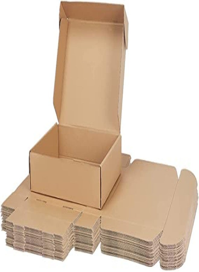 YNK Flat Brown Corrugated Sturdy Shipping Boxes Size : 4"L x 4�W x 1.5"H - pack of 25 - Image 4
