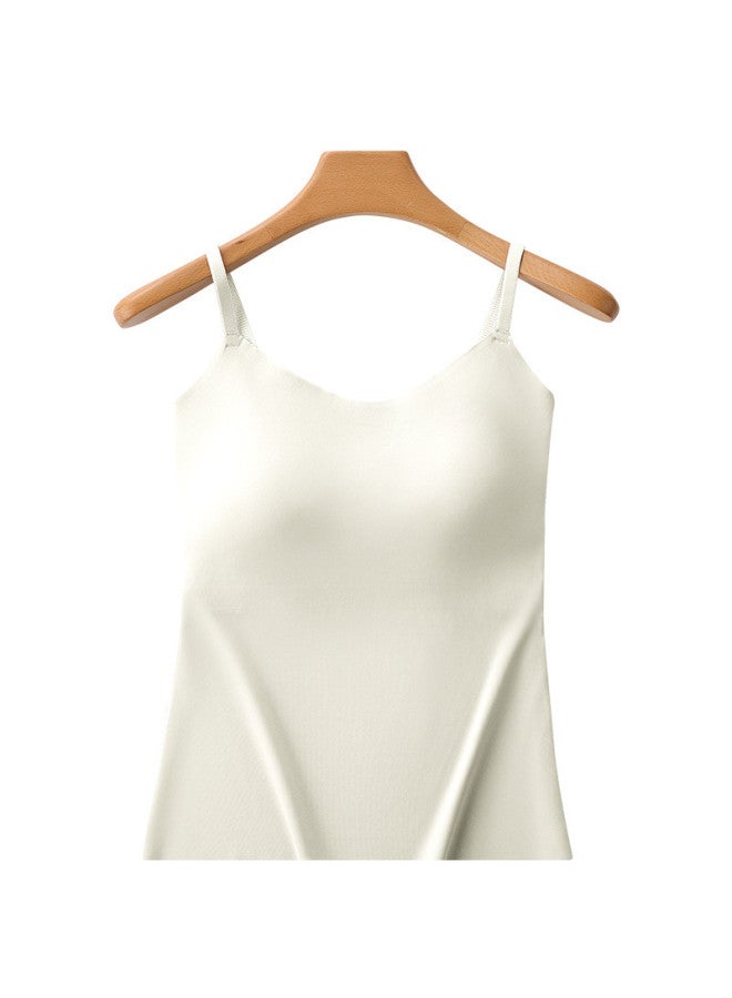 pincai Built-In Bra Camisole With Back Detail, Long Length, Fixed Cups, Wire-Free, Seamless For Layering Or Wear Alone - Image 3