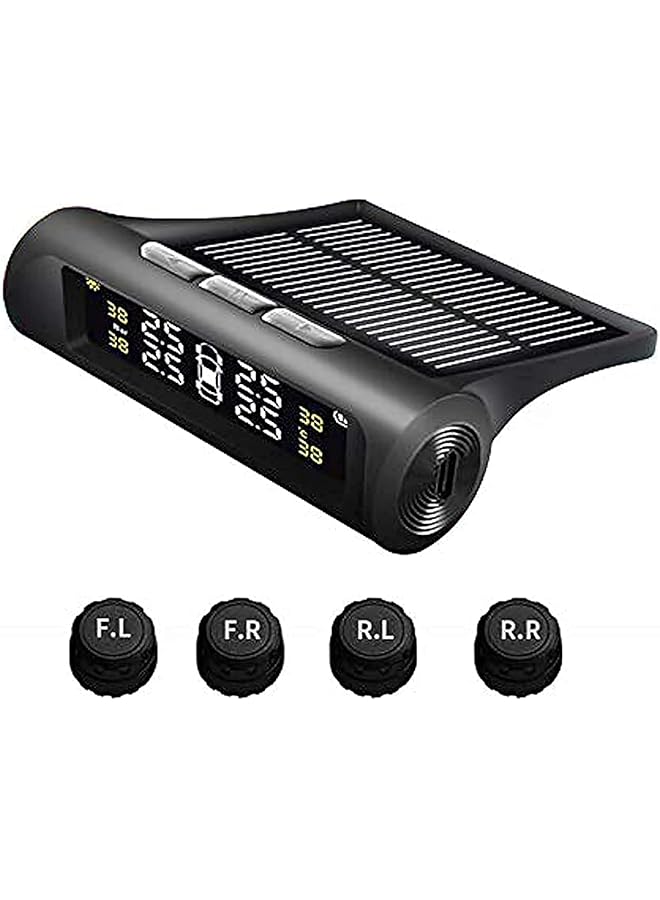 SCIENISH Car Tire Pressure Monitoring Intelligent System Solar Power Wireless Led Display Tpms With 4 External Sensor - Image 1