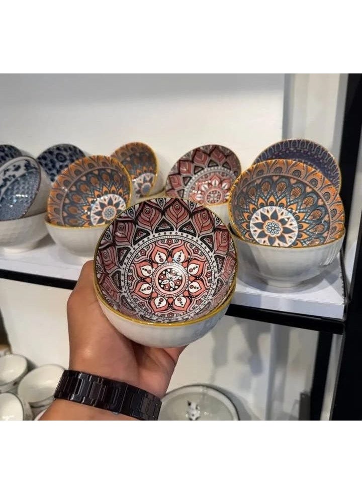 Andalusian-style porcelain bowl set – 6 pieces in assorted shapes and colors. - Image 1