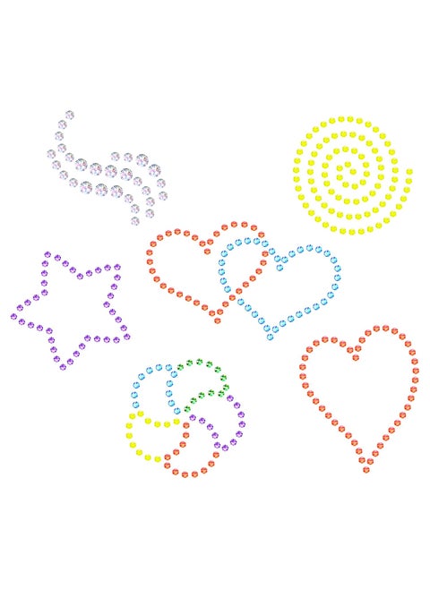 Set of 6 Small Rhinestone Stencils - Reusable Template for Hotfix Flatback AB and Swarovski Crystals - Use on Paper Projects, Fabric, Jeans, T-Shirts.