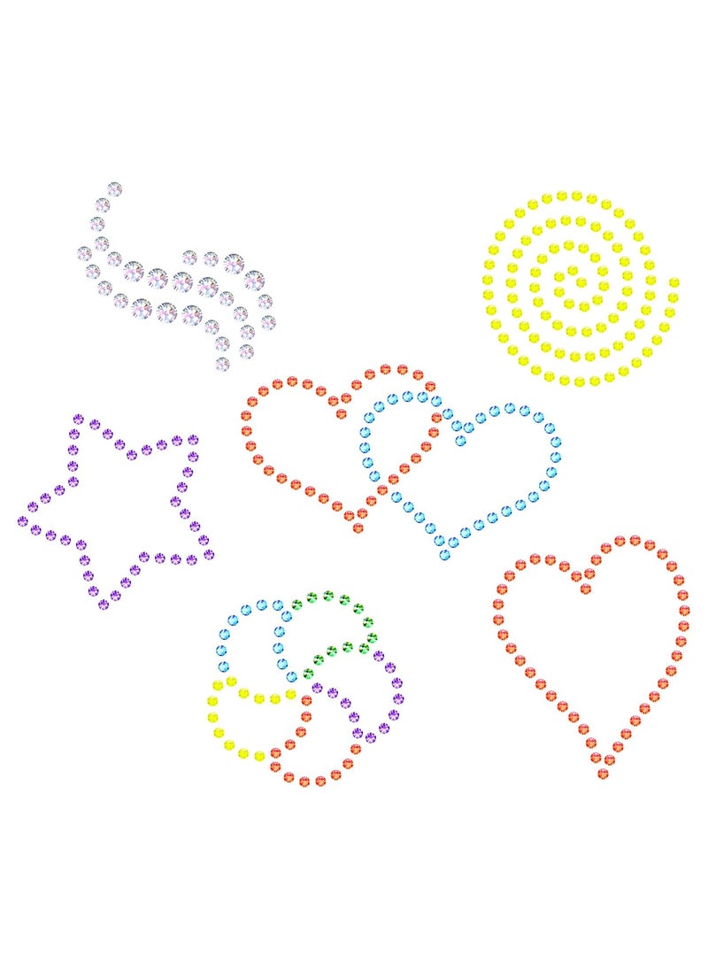 Usnyabni Set of 6 Small Rhinestone Stencils - Reusable Template for Hotfix Flatback AB and Swarovski Crystals - Use on Paper Projects, Fabric, Jeans, T-Shirts.  - Image 1