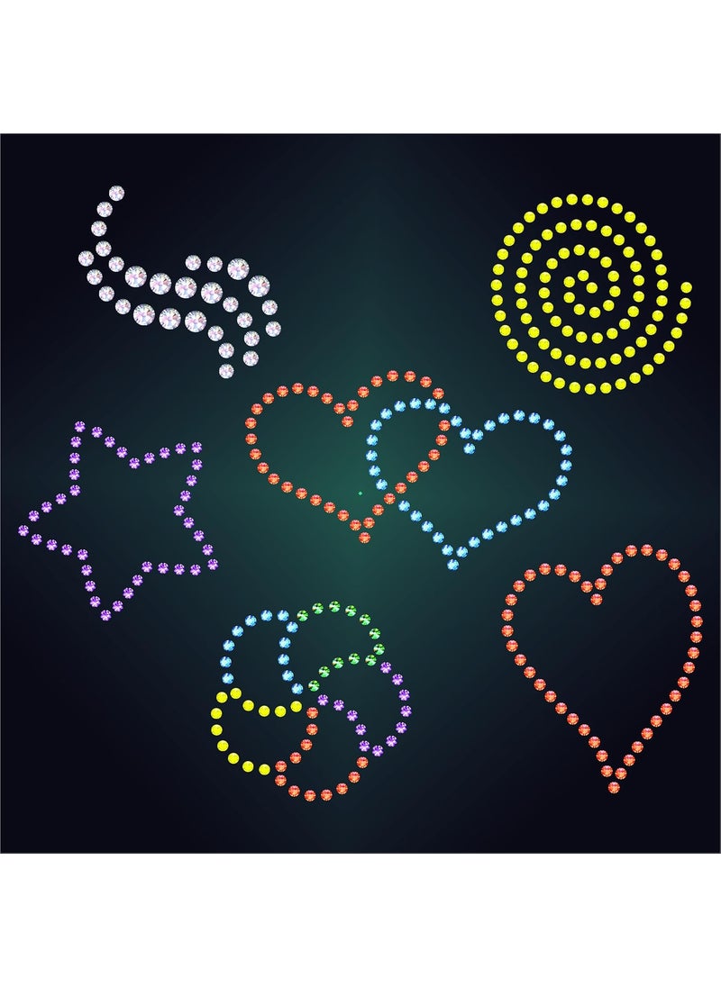 Usnyabni Set of 6 Small Rhinestone Stencils - Reusable Template for Hotfix Flatback AB and Swarovski Crystals - Use on Paper Projects, Fabric, Jeans, T-Shirts.  - Image 5