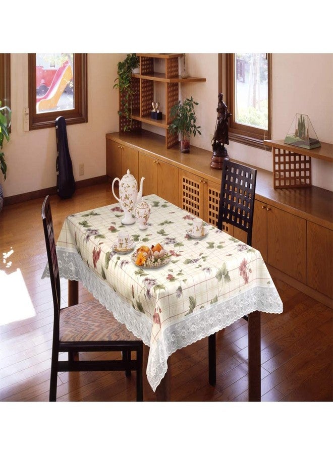 Freelance PVC Vinyl Tuscany Flannel Backing Dining Plastic Table Cover Cloth - Waterproof Protector, 6-8 Seater, Rectangle 60 X 90 inches - White-Laced Edges - Product of Meiwa, Japan - Image 1
