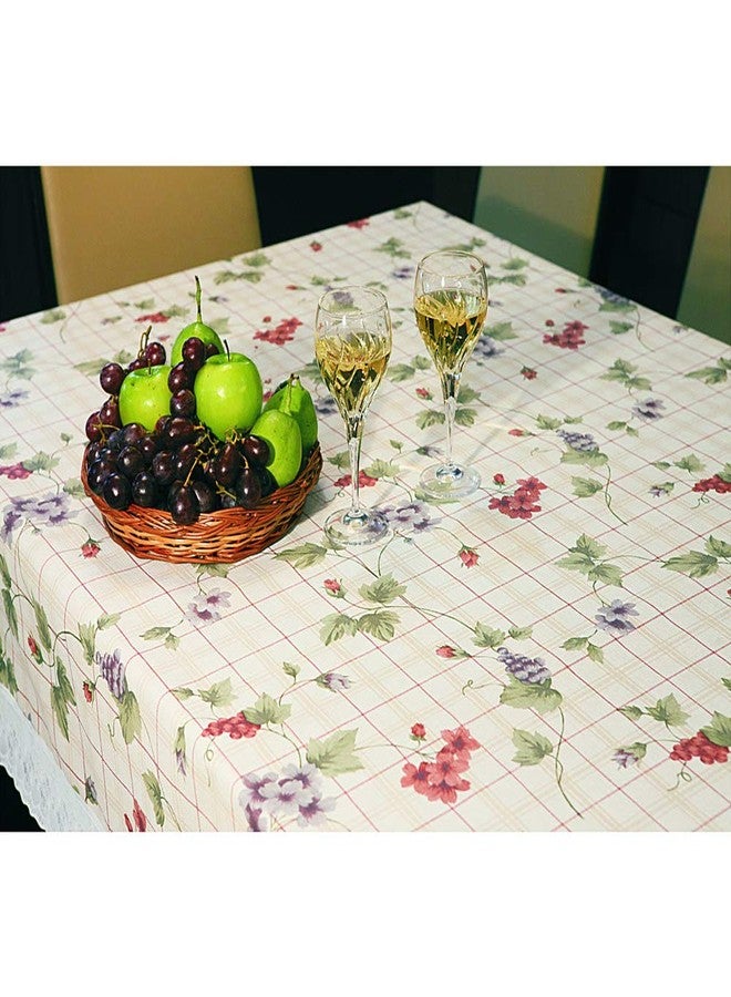 Freelance PVC Vinyl Tuscany Flannel Backing Dining Plastic Table Cover Cloth - Waterproof Protector, 6-8 Seater, Rectangle 60 X 90 inches - White-Laced Edges - Product of Meiwa, Japan - Image 4