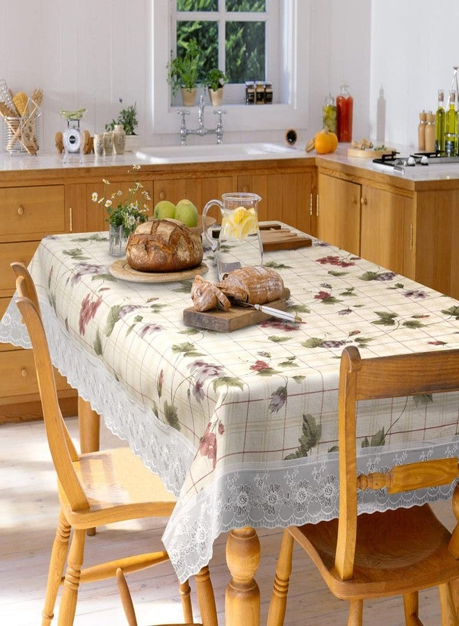 Freelance PVC Vinyl Tuscany Flannel Backing Dining Plastic Table Cover Cloth - Waterproof Protector, 6-8 Seater, Rectangle 60 X 90 inches - White-Laced Edges - Product of Meiwa, Japan - Image 3