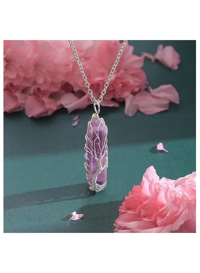 Handcrafted Wire-Wrapped Crystal Necklace with Hexagonal Natural Stone Pendant – Unisex Quartz Gemstone Jewelry for Women & Men - Image 4