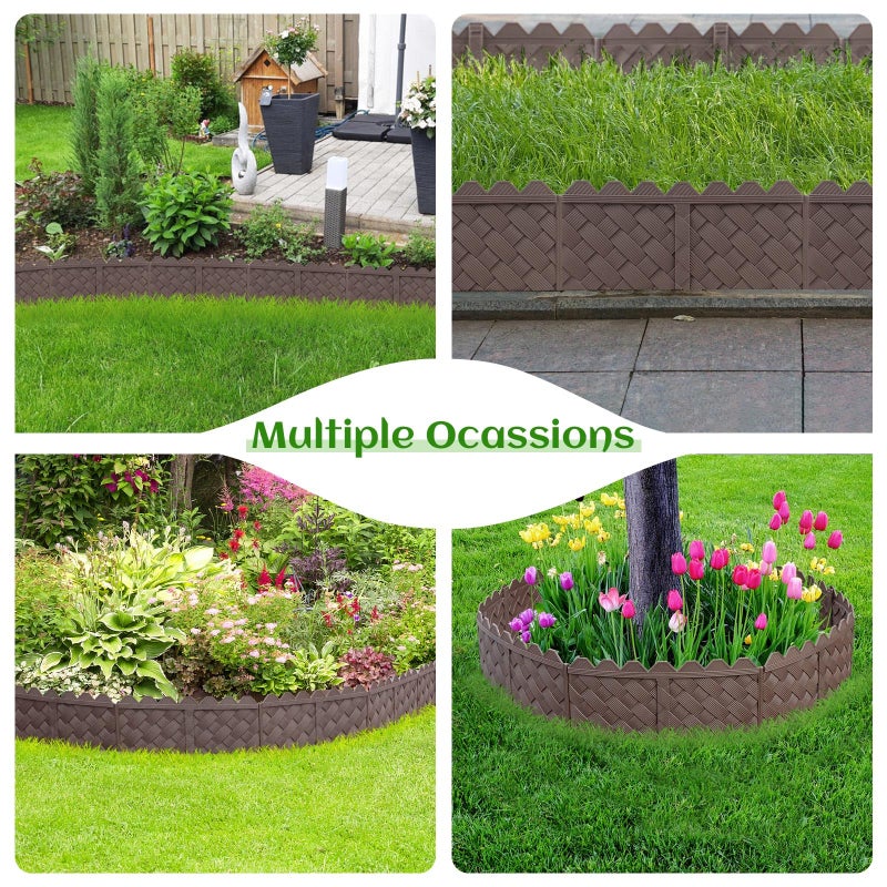 Ruppence 20-Pack Weaving Flower Bed Garden Edging Borders (20 FT) - No Dig Border Edgings with 8.5â€ Anchor Stakes & Interlocking Design-Thickened Borders for Lawns, Flower Beds & Landscaping - Image 5