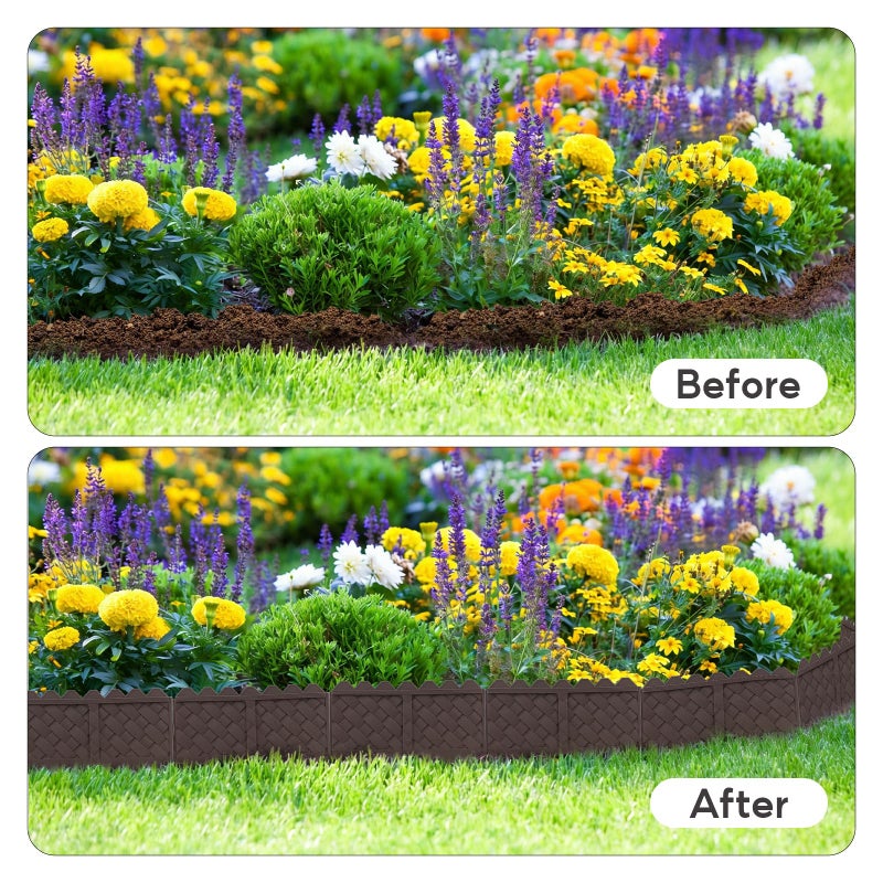 Ruppence 20-Pack Weaving Flower Bed Garden Edging Borders (20 FT) - No Dig Border Edgings with 8.5â€ Anchor Stakes & Interlocking Design-Thickened Borders for Lawns, Flower Beds & Landscaping - Image 4