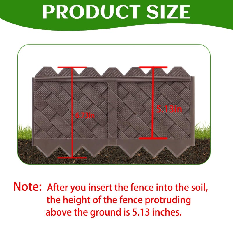 Ruppence 20-Pack Weaving Flower Bed Garden Edging Borders (20 FT) - No Dig Border Edgings with 8.5â€ Anchor Stakes & Interlocking Design-Thickened Borders for Lawns, Flower Beds & Landscaping - Image 2
