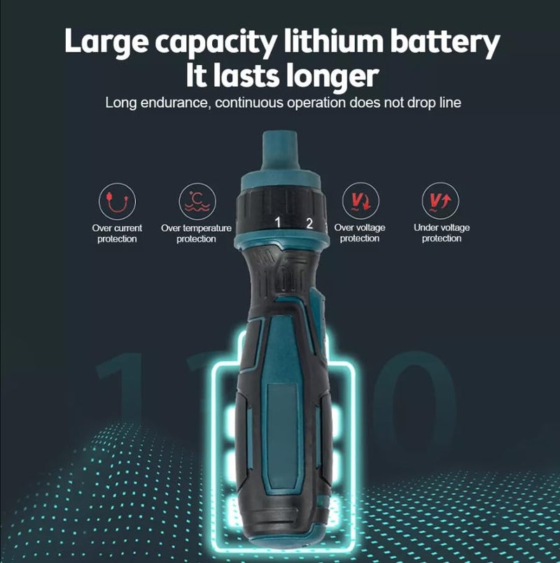 XOYO Cordless Mini Screwdriver 3.6V | Rechargable Handheld | 1300MAh Max torque 2.5 N.m | Speed 200 RPM | Perfectly Suitable for all laptops & Mobile, electronics & Furniture installation works - Image 4