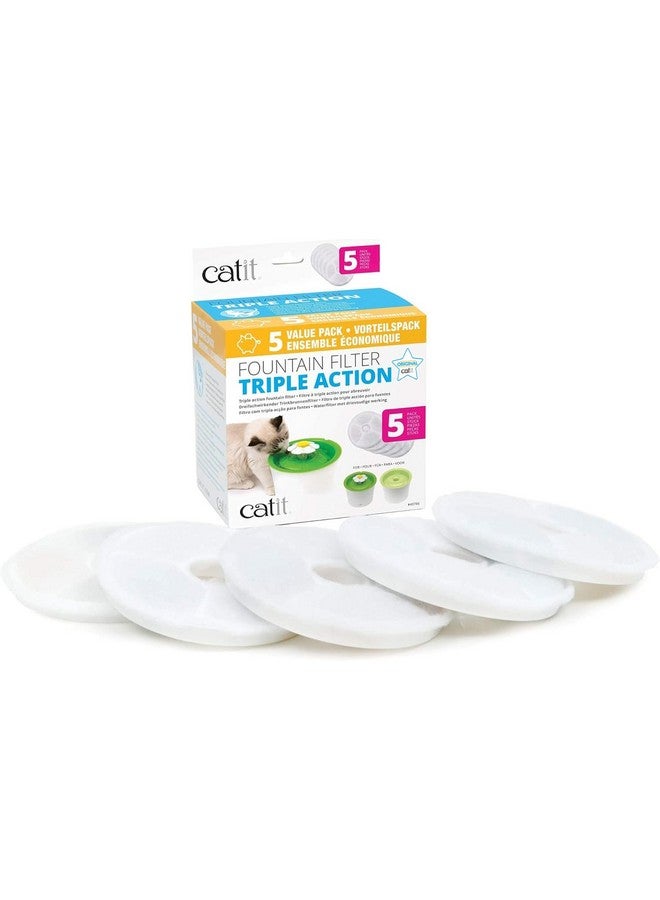 كاتيت فلاتر بديلة أصلية ثلاثية المفعول من كاتيت لنافورة المياه، عبوة من 5 قطع - فلاتر بديلة رسمية لنافورة مياه الشرب للقطط من كاتيت - Image 1