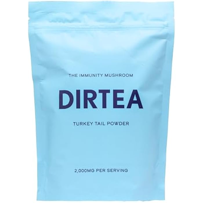 DIRTEA Turkey Tail Mushroom Powder | 2,000mg / Serving | Organic, Vegan & Non GMO | Immune System & Digestion | High Strength Supplement | 60g - 30 Servings - Image 1