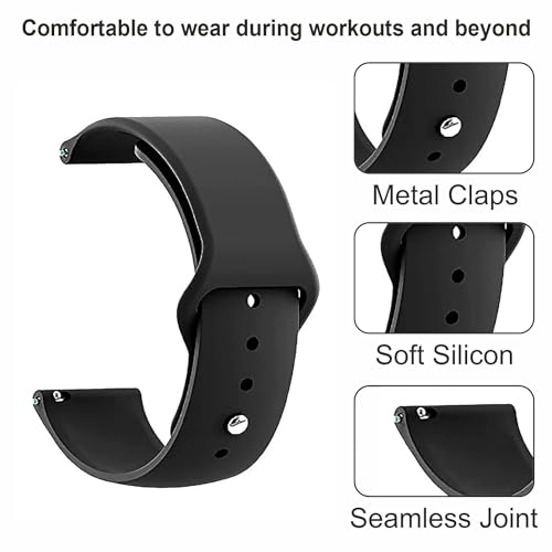 EDNITA 19mm Smart Watch Band Strap with Metal Button Compatible with Noise Colorfit Pro 2/Oxy/Pulse/Beat/Boat Storm Smart Watches & Watches with 19mm Lugs - Black - Pack of 1 - Image 4