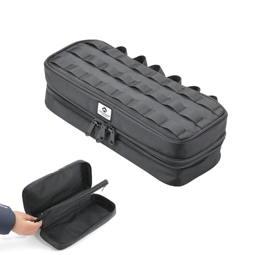 camping moon CAMPINGMOON MOLLE System Tactical Camping Gear Organizer Utility Tool Bag w PP Board Support DualLayer Rigid Storage Case Tent Stakes Tools Black Compact Case 124 Accessory Bag - Image 1